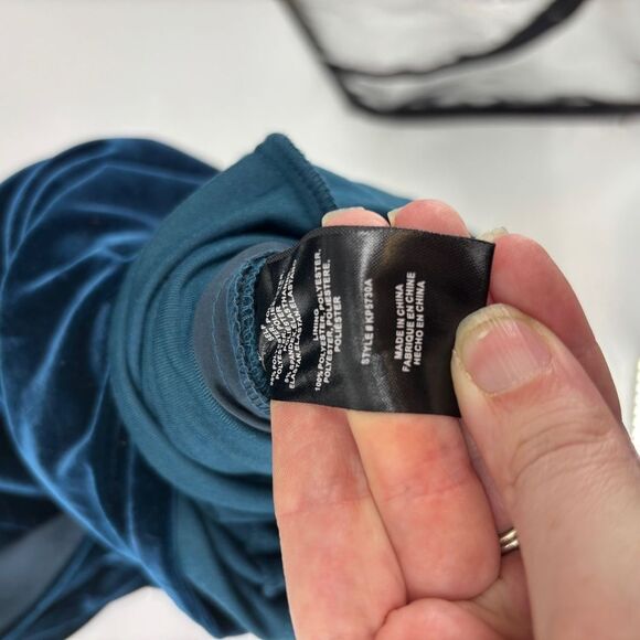 Anthropologie Greylin Luna blue Velvet Jumpsuit with Wrap VNeck wide leg  Design - Picture 3 of 10